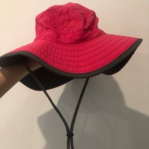 Kids hot pink camping and splash proof adjustable broad brim sun hat